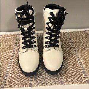 Mix No. 6 White and Black Combat Boots